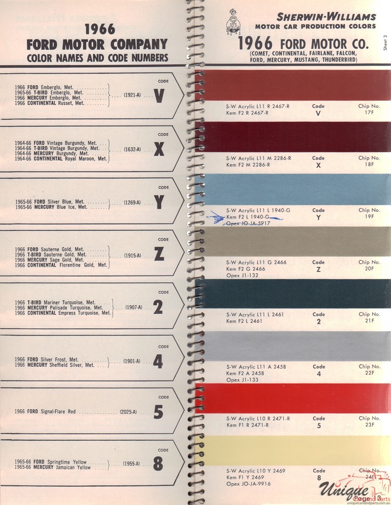 1966 Ford Paint Charts Williams 3
